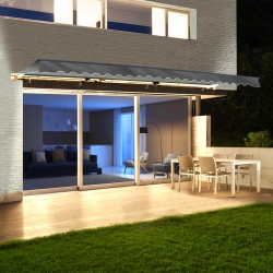 ALEKO Awcl20X10Gy80 Motorized Led Half Cassette Retractable Awning 20 X 10 Feet In Grey