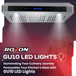 ROXON 860 CFM Slim Range Hood Stainless Steel Kitchen Exhaust Fan