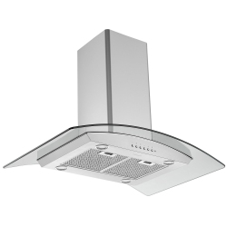 ANCONA 36" 450 Cfm Convertible Island Glass Canopy Range Hood In Stainless Steel With Auto Night Light Feature