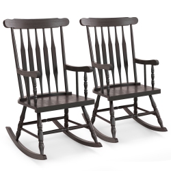 COSTWAY Set Of 2 Wood Rocking Chair Glossy Finish