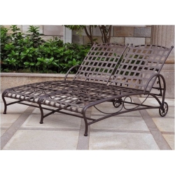 BOWERY HILL Double Patio Chaise Lounge In Wrought Iron