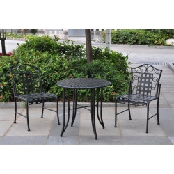 PEMBERLY ROW 3 Piece Iron Patio Bistro Set In In Black