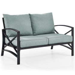 CROSLEY FURNITURE Kaplan Metal Patio Loveseat In Oil Bronze And Mist