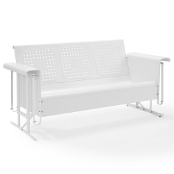 CROSLEY FURNITURE Bates Metal Gliding Patio Sofa In In White