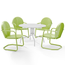 CROSLEY FURNITURE Griffith 5 Piece Metal Patio Dining Set In And Key Lime In White