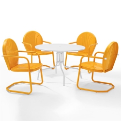CROSLEY FURNITURE Griffith 5 Piece Metal Patio Dining Set In And Tangerine In White