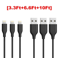 CSMART [3.3Ft+6.6Ft+10Ft] Iphone Charging Charger Cord Lightning to USB Cable for Iphone Airpods Ipod Ipad In Black