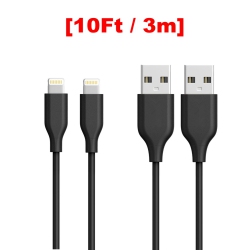 CSMART [2 Packs](10Ft / 3M) Iphone Charging Charger Cord Lightning to USB Cable for Iphone Airpods Ipod Ipad In Black