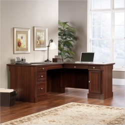 BOWERY HILL Contemporary Wood L-Shaped Computer Desk In Cherry