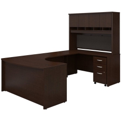 CARELL FURNITURE Right Handed Bow Front U Shaped Desk With Hutch And Storage