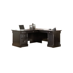 COOPER Contemporary L-Shaped Wood Desk In Obsidian Oak