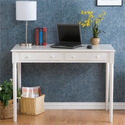 BOWERY HILL 2 Drawer Writing Desk In Crisp In White