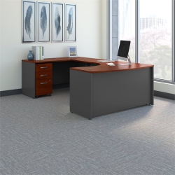 CARELL FURNITURE Left Handed Bow Front U Shaped Desk With Mobile File Cabinet