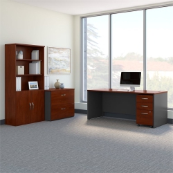 CARELL FURNITURE 72W Office Desk With Bookcase And File Cabinets