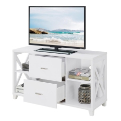 CONVENIENCE CONCEPTS Oxford Deluxe 47" Tv Stand With Two Drawers In Wood In White