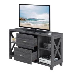 CONVENIENCE CONCEPTS Oxford Deluxe 47" Tv Stand With Two Drawers In Wood In Gray