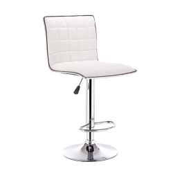INFINITE IMPORTS – Adjustable Height Air Lift Bar Stool With Silver Chrome Border (Set Of 2) In White
