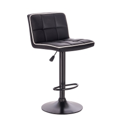 INFINITE IMPORTS – Adjustable Height Air Lift Bar Stool Black With Piping (Set Of 2) In White