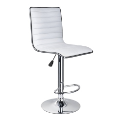 INFINITE IMPORTS – Adjustable Height Air Lift Bar Stool With Silver Chrome Border (Set Of 2) In White