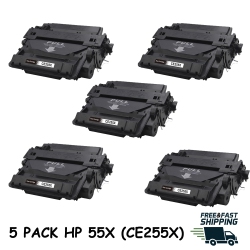 BESTONER 5Pk HP 55X (Ce255X)/55X/hp Ce255/ce255/hp55X/hp55/ce255/ce255/255/hp-55X Toner Cartridge HP M525 P3015 M521 In Black
