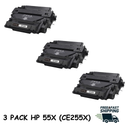 BESTONER 3Pk HP 55X (Ce255X)/55X/hp Ce255/ce255/hp55X/hp55/ce255/ce255/255/hp-55X Toner Cartridge HP M525 P3015 M521 In Black