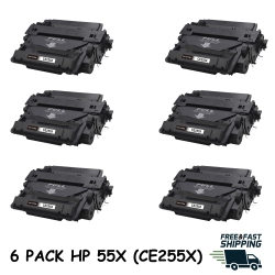 BESTONER 6Pk HP 55X (Ce255X)/55X/hp Ce255/ce255/hp55X/hp55/ce255/ce255/255/hp-55X Toner Cartridge HP M525 P3015 M521 In Black