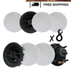 TEXONIC 6.5" In-Ceiling Speaker Bundle (8-Pack) - Tool-Free Installation, Quick Setup | Magnetic Grill