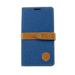 CC Final Sale Topsave Card Slot W/magnetic Clip Fabric Folio Wallet Flip Case for Zte Grand X4 In Blue