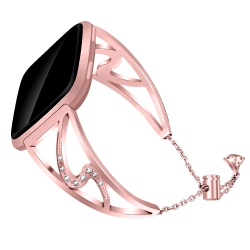 STRAPSCO Bracelet W/ Rhinestone Embossed Ornamentation for Fitbit Versa - Rose In Gold