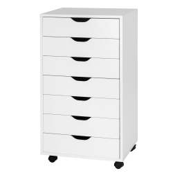 COSTWAY 7 Drawer Chest Storage Dresser Floor Cabinet Organizer With Wheels In White