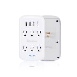 PRIMECABLES 6-Outlet Wall Mount Surge Protector Socket With 4 USB Charging Ports, 900 Joules
