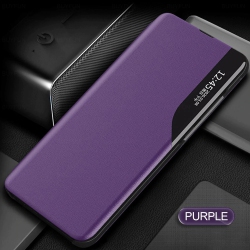 SMARTWORLD Smart Case Window View Leather Magnetic Stand Fundas Phone Cover Coque for Samsung Galaxy S20 (Purple)