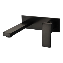 AGUA CANADA - Riccardo-Bk - Square Single Matte Wall Mounted Bathroom Basin Faucet In Black