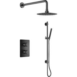 AGUA CANADA - Vanika-Bk - Shower Combo Set Wall Mounted Rainfall Shower Head Faucet 8 Inch (Matte Black)