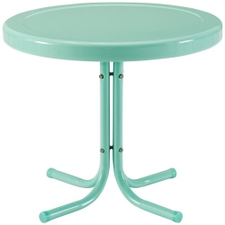 PEMBERLY ROW Retro Metal Patio End Table In Aqua