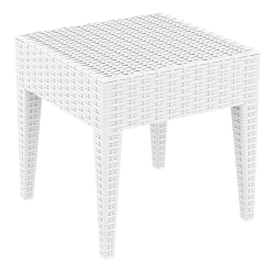 COMPAMIA Miami Square Resin Patio Side Table In In White
