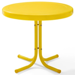 CROSLEY FURNITURE Retro Metal Patio End Table In In Yellow