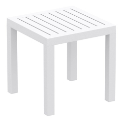 COMPAMIA Ocean Square Resin Patio Side Table In In White