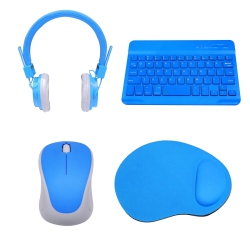 TECH THEORY - Home School Kit, Includes Tooth Keyboard, Wireless Mouse, Wired Headset And Mouse Pad In Blue