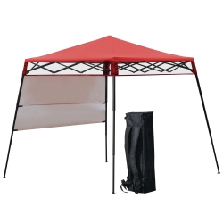 OUTSUNNY 7' X 7' Garden Foldable Pop Up Gazebo Tent With Backpack & Adjustable Legs Outdoor Party Canopy & Black In Red