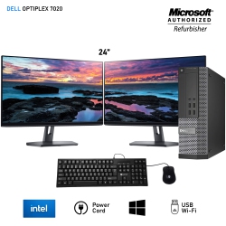 DELL Refurbished (Good) - Optiplex 7020 Sff Desktop Computer \w Dual (2) 24" Monitor - Intel Core I5-4570 Processor 3.20 Ghz 8GB Ram New 256GB SSD