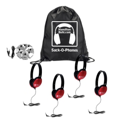 HAMILTONBUHL Sack-O-Phones, 4 Primo Headphones And 3.5MM Jackbox In Red