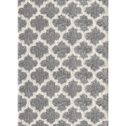 INFINITE IMPORTS – Turkish Grey And Shag Rug 6'5" X 9'5" (200Cm X 290Cm) In White
