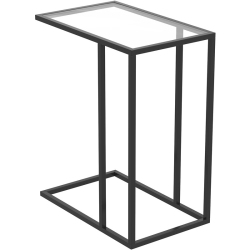 SAFDIE & CO. Accent Table 19L C-Shaped Glass Metal In Black