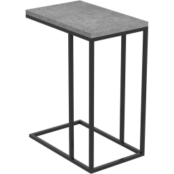 SAFDIE & CO. Accent Table 20L C-Shaped Dark Cement Metal In Black