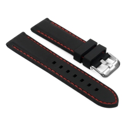 STRAPSCO Rubber Band Strap With Contrast Stitching for Samsung Galaxy Watch - 22MM - for 46MM Galaxy Watch - Black & In Red