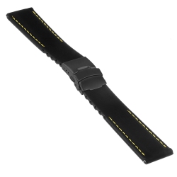 STRAPSCO Silicone Rubber Watch Band Strap With Stitching for Samsung Gear Sport - Black & In Yellow