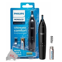 PHILIPS Norelco Ultimate Comfort Nose Trimmer 1000 Battery Powered Nt1605/60 for Nose, Ear, And Eyebrows