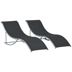 OUTSUNNY Pool Chaise Lounge Chairs Set Of 2, S-Shaped Foldable Outdoor Chaise Lounge Chair Reclining for Patio Beach Garden \w 264Lbs Weight Capacity