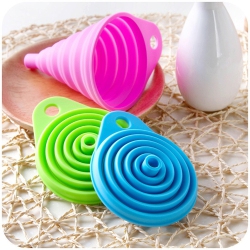 AXGEAR Silicone Collapsible Funnel Portable Flexible Foldable Kitchen Travel Funnel -